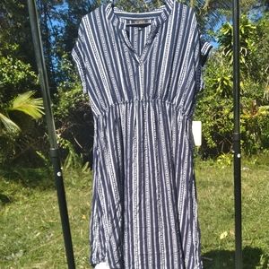 SWEET WANDERER Navy White Striped Maternity Dress